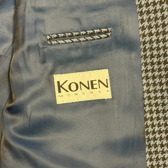 Konen Munchen Houndstooth Blazer Wool Cashmere Sport Coat Blue 42R - Picture 8 of 13